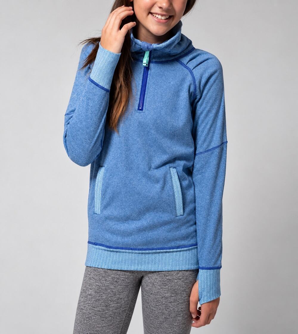 Ivivva Shiver Stopper Fleece Half Zip Sweatshirt Blue Herringbone Girls Size 10